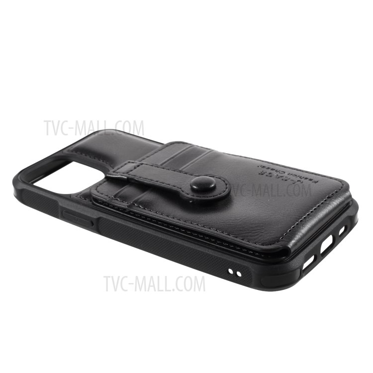J-CASE Card Slots Design PU Leather Coated TPU Case for iPhone 12/12 Pro - Black-3