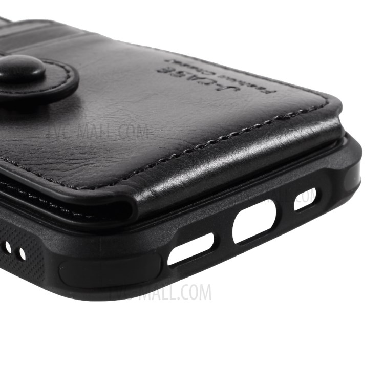 J-CASE Card Slots Design PU Leather Coated TPU Case for iPhone 12/12 Pro - Black-6