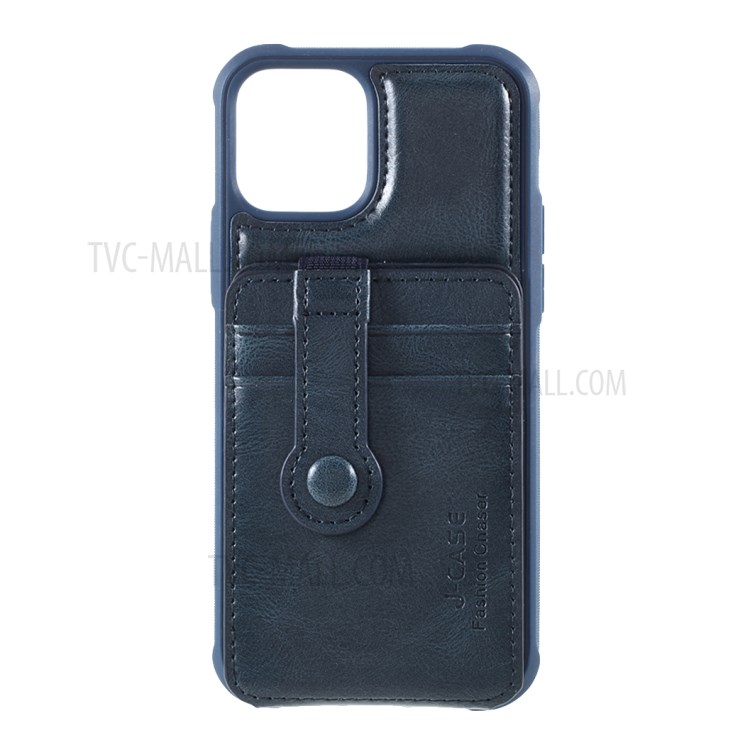 J-CASE Card Slots Design PU Leather Coated TPU Case for iPhone 12/12 Pro - Blue-1
