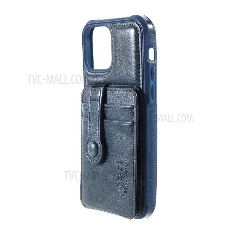 J-CASE Card Slots Design PU Leather Coated TPU Case for iPhone 12/12 Pro - Blue-2