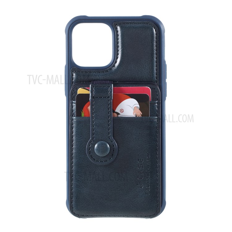 J-CASE Card Slots Design PU Leather Coated TPU Case for iPhone 12/12 Pro - Blue-6