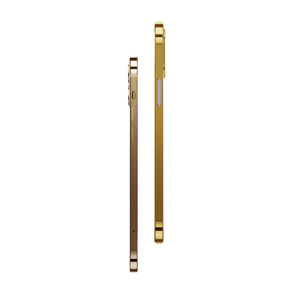 Aluminium Alloy Phone Protective Case + Camera Lens Cover for iPhone 12 Electroplating Metal Frame - Gold-2