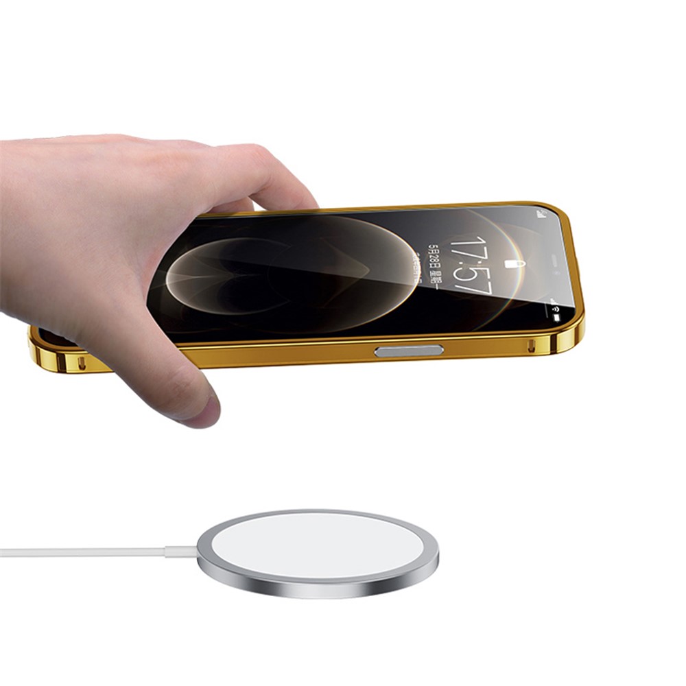 Aluminium Alloy Phone Protective Case + Camera Lens Cover for iPhone 12 Electroplating Metal Frame - Gold-5