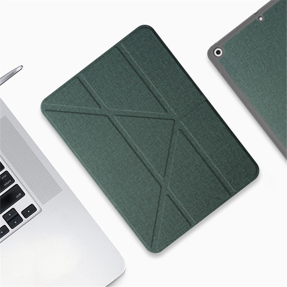 MUTURAL Origami Stand Design Full Protection Leather Case with Pen Slot for iPad Air (2013)/Air 2/Pro 9.7 inch (2016)/9.7-inch (2017)/9.7-inch (2018) - Green