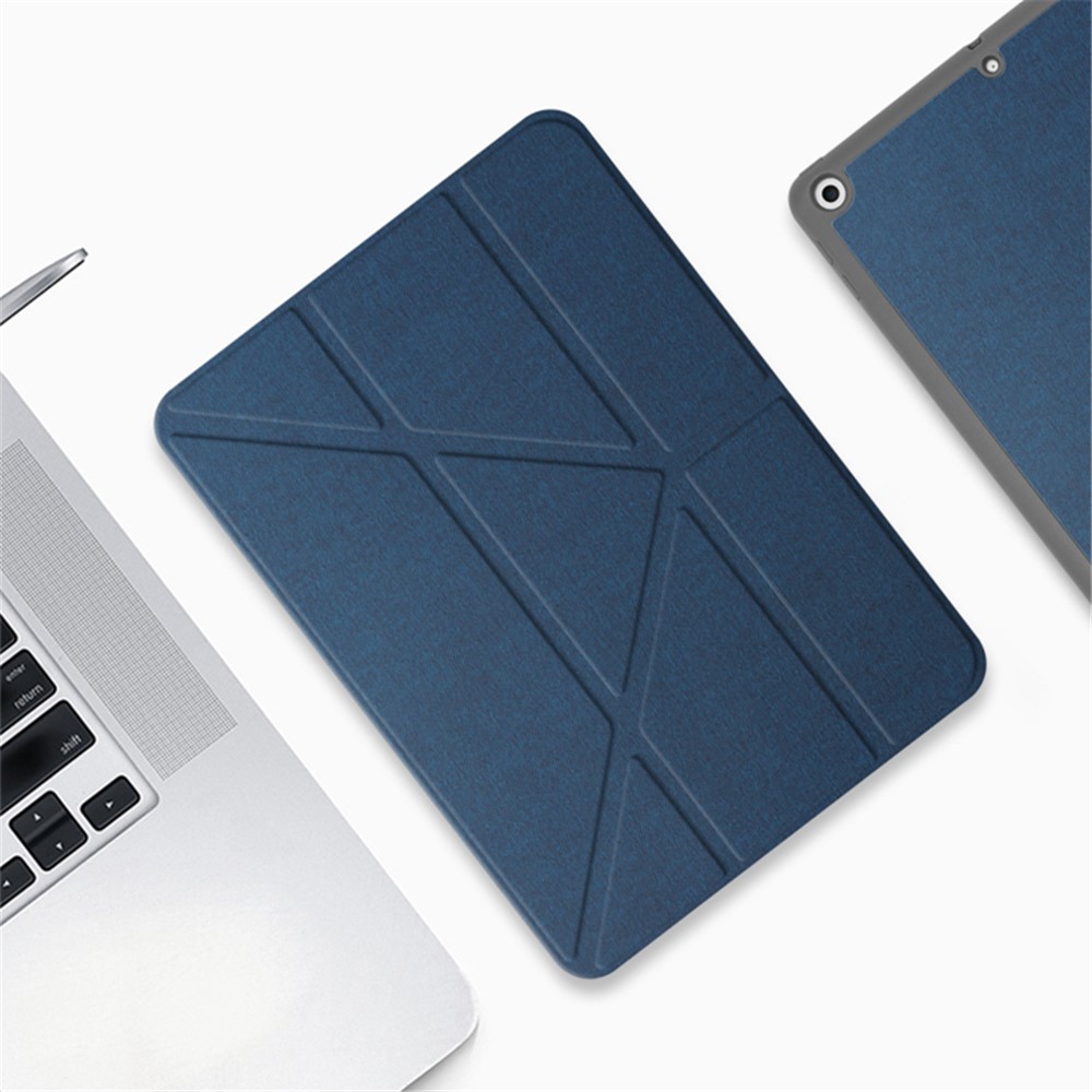MUTURAL Origami Stand Design Full Protection Leather Case with Pen Slot for iPad Air (2013)/Air 2/Pro 9.7 inch (2016)/9.7-inch (2017)/9.7-inch (2018) - Blue