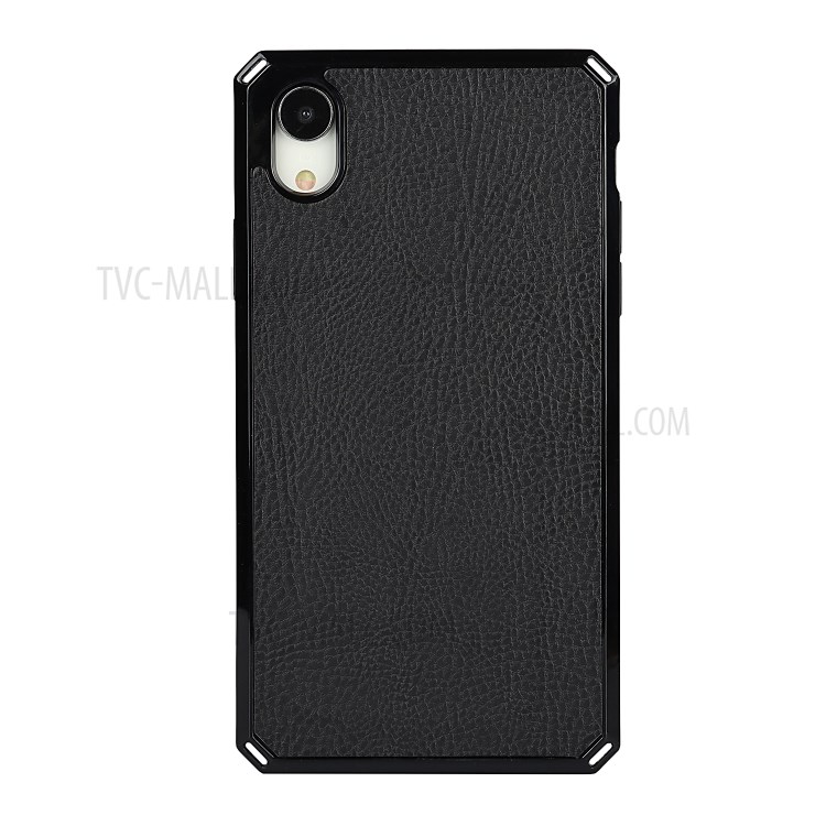Litchi Skin Genuine Leather TPU Stand Shell for iPhone XR 6.1 inch Detachable 2 in 1 Case - Black-7