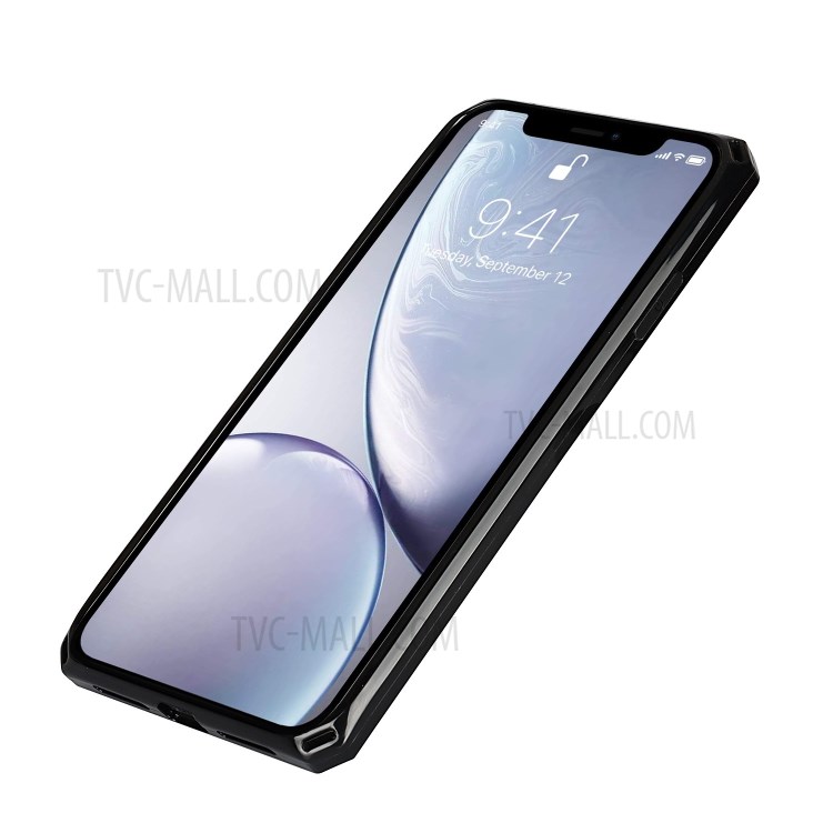Litchi Skin Genuine Leather TPU Stand Shell for iPhone XR 6.1 inch Detachable 2 in 1 Case - Black-9