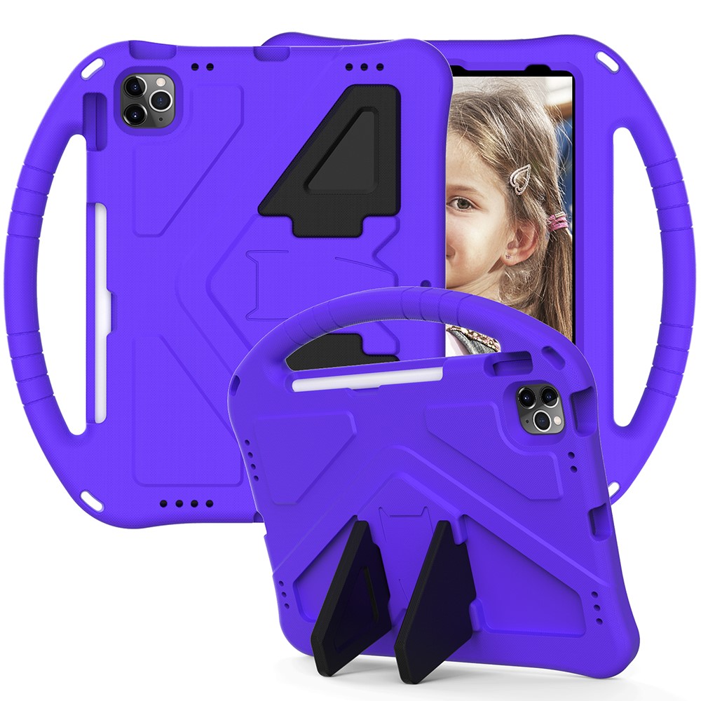 Anti-shock Pen Slot Handle EVA Tablet Stand Case for iPad Air (2020)/iPad Pro 11-inch (2020)/(2018) - Purple-1