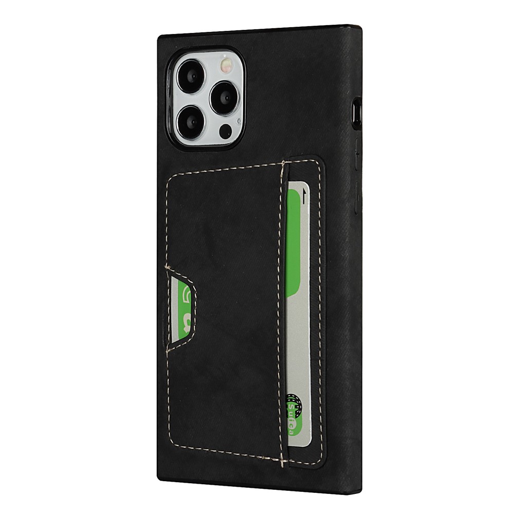 Velvet Feeling Waterproof Skin Leather TPU Case with Card Holder for iPhone 12/12 Pro - Black-3