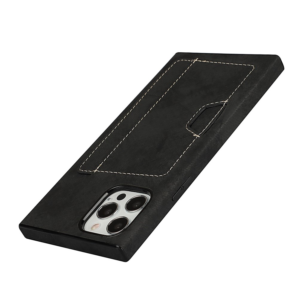 Velvet Feeling Waterproof Skin Leather TPU Case with Card Holder for iPhone 12/12 Pro - Black-6
