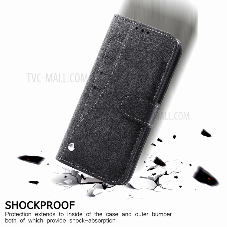 Matte Leather Wallet Stand Rotary Card Holder Case for iPhone 12 Pro/12 Cover - Black-10