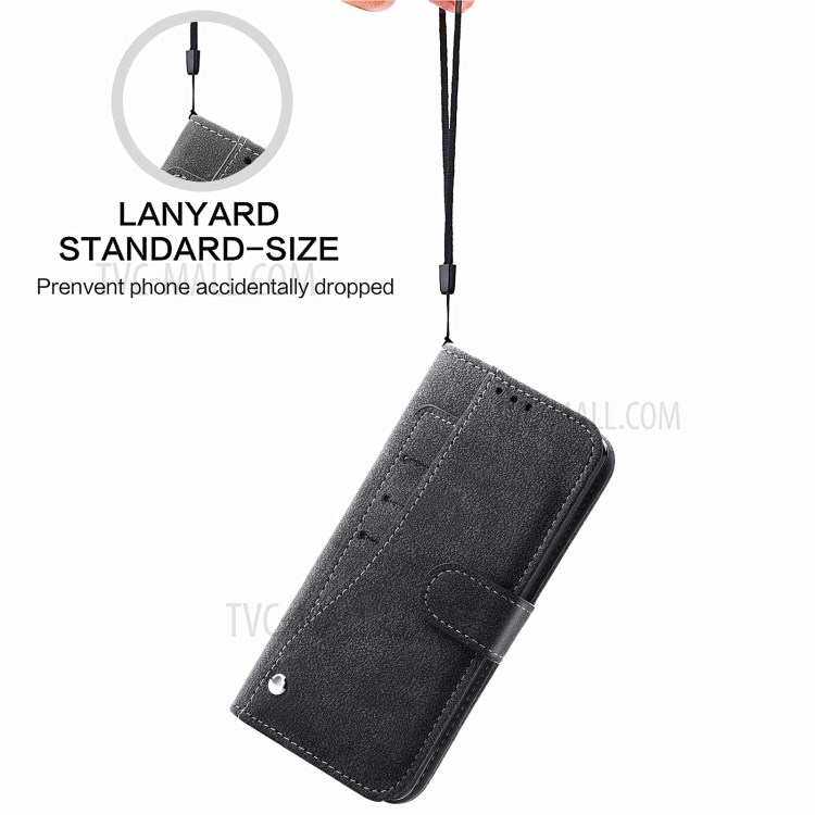 Matte Leather Wallet Stand Rotary Card Holder Case for iPhone 12 Pro/12 Cover - Black-11