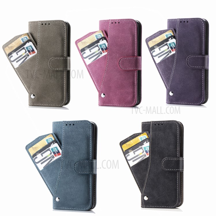 Matte Leather Wallet Stand Rotary Card Holder Case for iPhone 12 Pro/12 Cover - Black-15