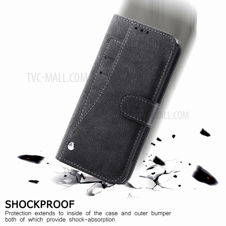 Matte Leather Rotary Card Holder Wallet Stand Case for iPhone 12 mini Cover - Black-10