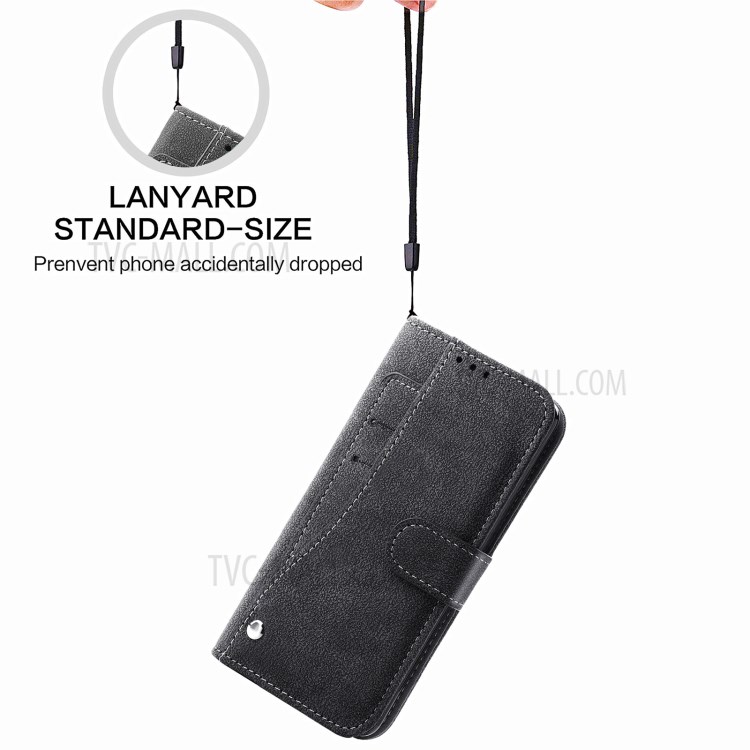 Matte Leather Rotary Card Holder Wallet Stand Case for iPhone 12 mini Cover - Black-11