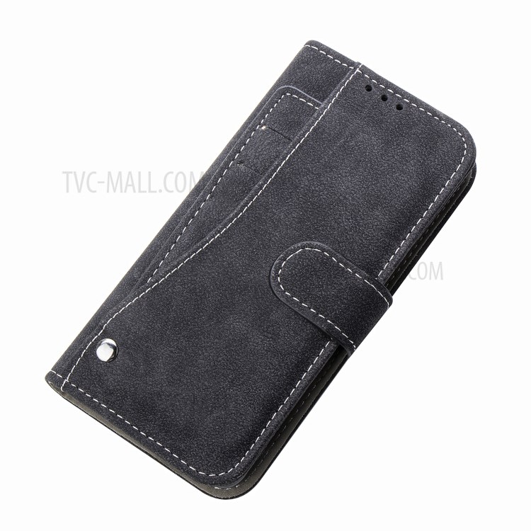 Matte Leather Rotary Card Holder Wallet Stand Case for iPhone 12 mini Cover - Black-7
