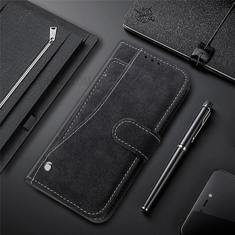Matte Leather Rotary Card Holder Wallet Stand Case for iPhone 12 mini Cover - Black-8