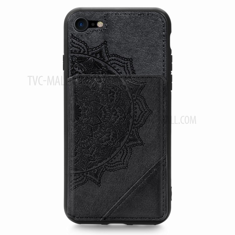 Mandala Flower Pattern PU Leather+TPU Flip Wallet Phone Case for iPhone SE (2nd Generation) / 8 / 7 - Black-2
