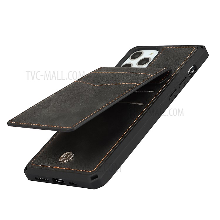 Skin-Touch PU Leather Coated TPU Kickstand Card Slot Design Phone Case with Strap for iPhone 11 Pro 5.8-inch - Black-10