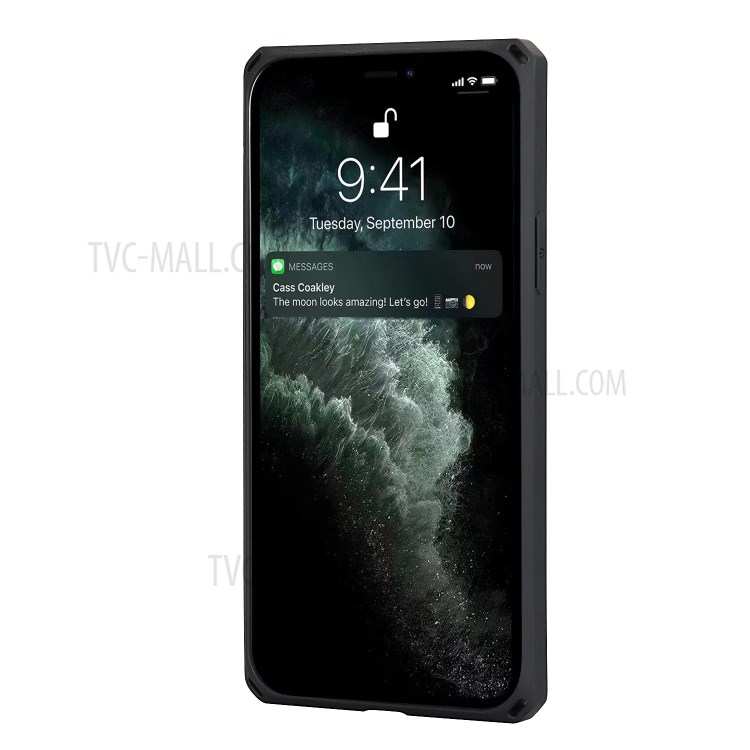 Skin-Touch PU Leather Coated TPU Kickstand Card Slot Design Phone Case with Strap for iPhone 11 Pro 5.8-inch - Black-5