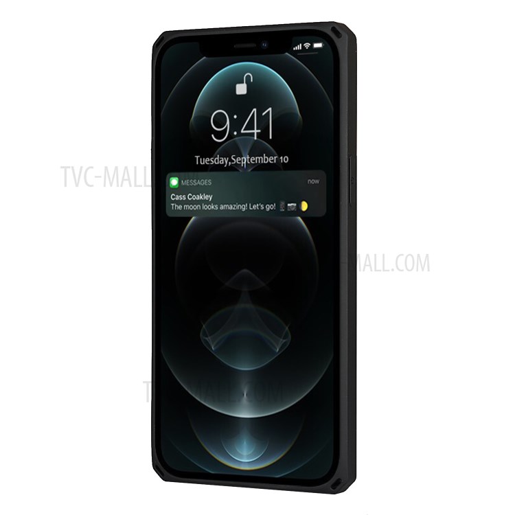 Skin-Touch Pu-leder-beschichtete Tpu-kickstand-karten-karten-slot-design-telefonhülle Mit Riemen Für Iphone 12 Pro Max - Schwarz-6