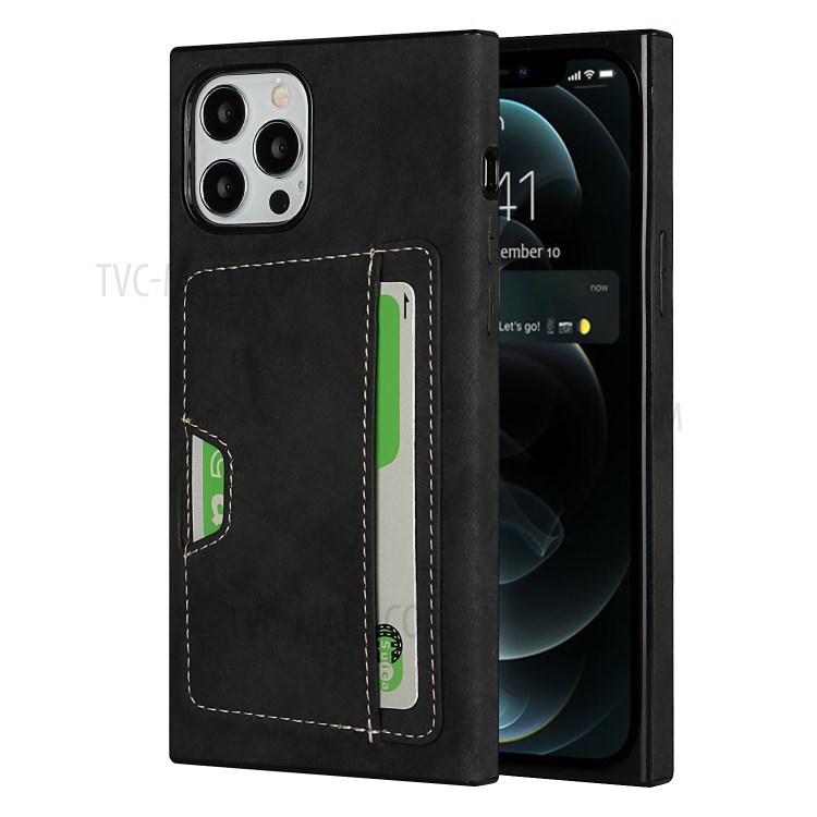 Velvet Feeling Waterproof Skin Leather TPU Case with Card Slot for iPhone 12 Pro Max - Black-1