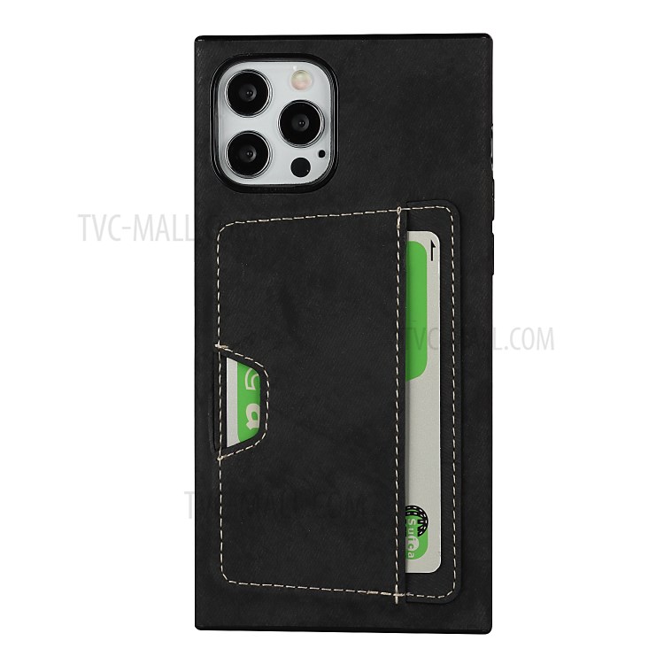 Velvet Feeling Waterproof Skin Leather TPU Case with Card Slot for iPhone 12 Pro Max - Black-2
