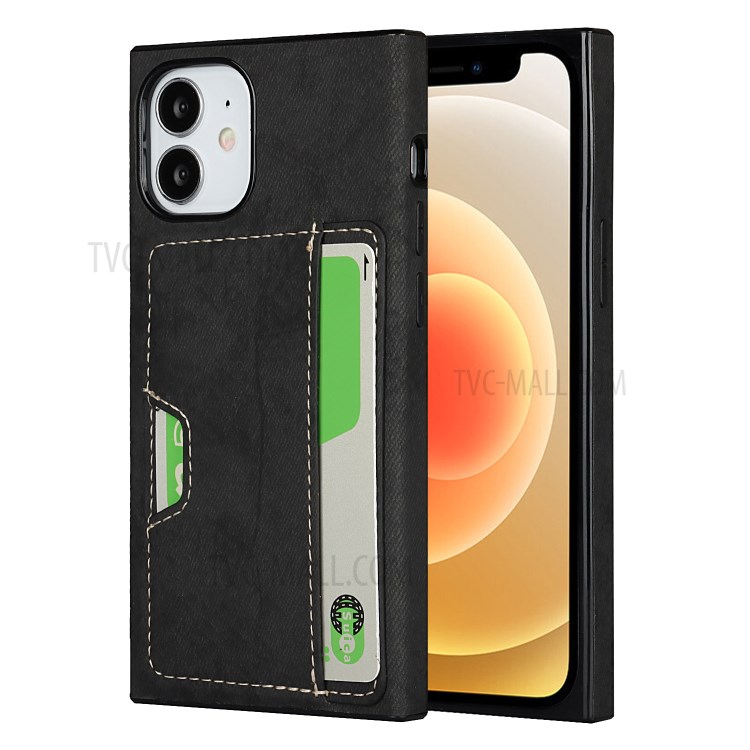Velvet Feeling Waterproof Skin Leather TPU Cover with Card Slot for iPhone 12 mini - Black-1