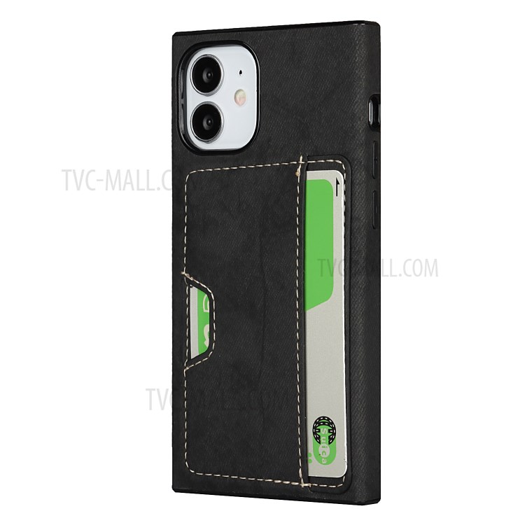Velvet Feeling Waterproof Skin Leather TPU Cover with Card Slot for iPhone 12 mini - Black-3