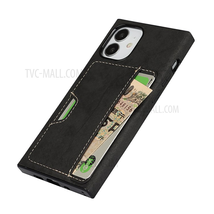 Velvet Feeling Waterproof Skin Leather TPU Cover with Card Slot for iPhone 12 mini - Black-5