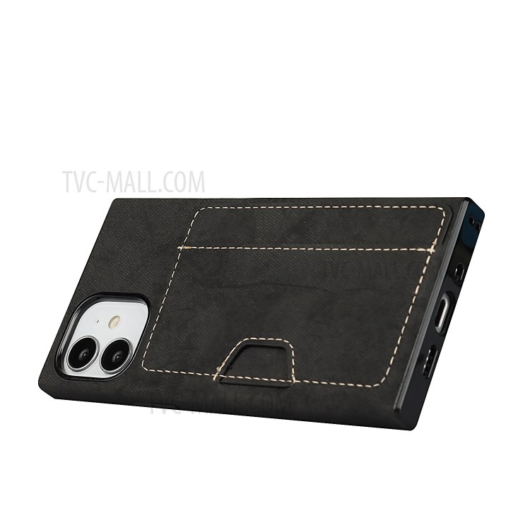 Velvet Feeling Waterproof Skin Leather TPU Cover with Card Slot for iPhone 12 mini - Black-7