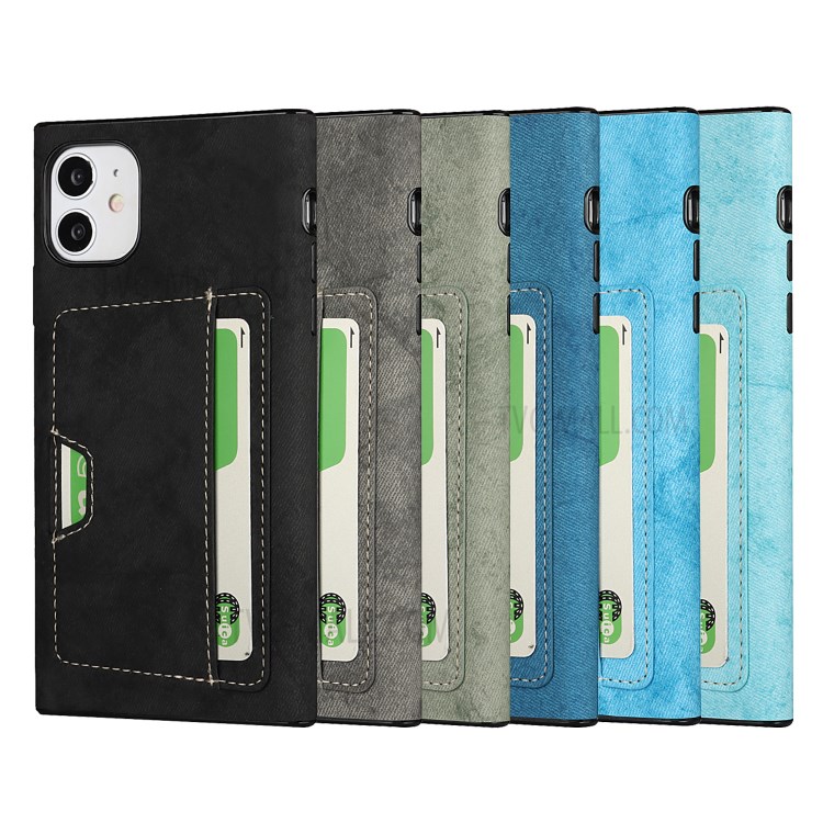 Card Holder Velvet Feeling Waterproof Skin Leather TPU Cover for iPhone 11 Case - Black-8