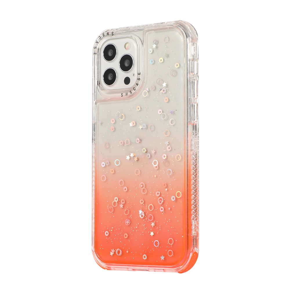 Dreamland Gradient Solid Color Glitter Star Design PC + TPU Hybrid Shell Case for iPhone 12 mini - Orange-2