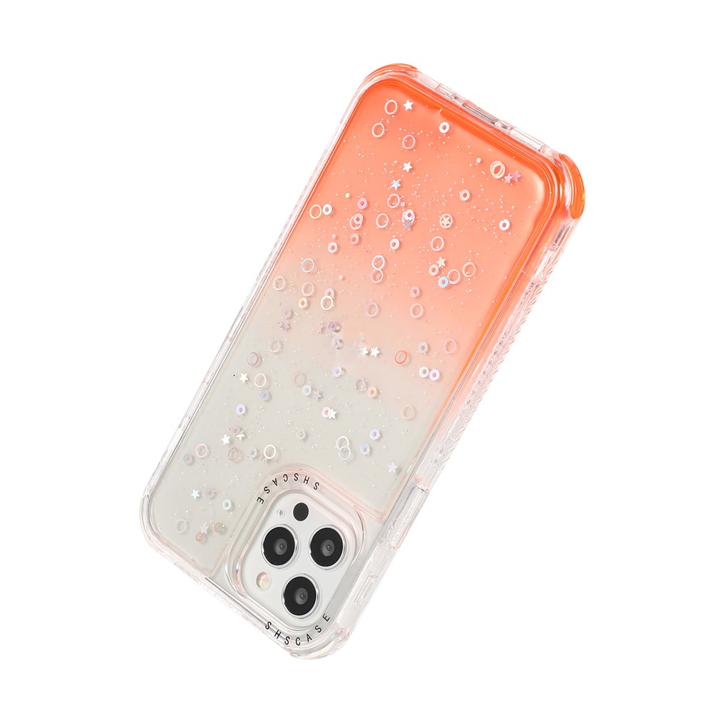 Dreamland Gradient Solid Color Glitter Star Design PC + TPU Hybrid Shell Case for iPhone 12 mini - Orange-5