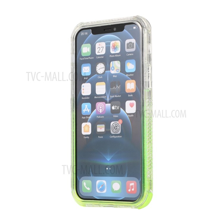 Dreamland Gradient Solid Color PC + TPU Hybrid Shell Case with Glitter Star Design for iPhone 12 Pro Max - Green-3