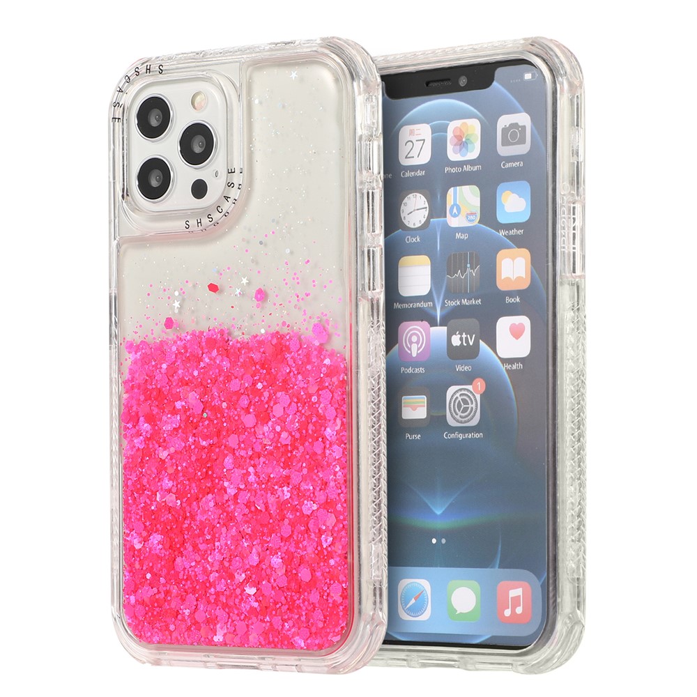 Glittery Powder Hard PC + TPU Phone Case for iPhone 12 - Rose-1