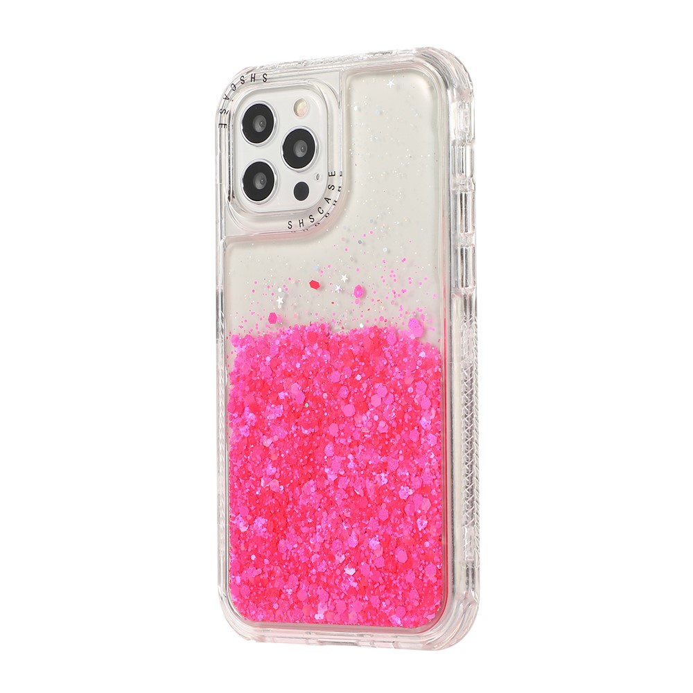 Glittery Powder Hard PC + TPU Phone Case for iPhone 12 - Rose-2