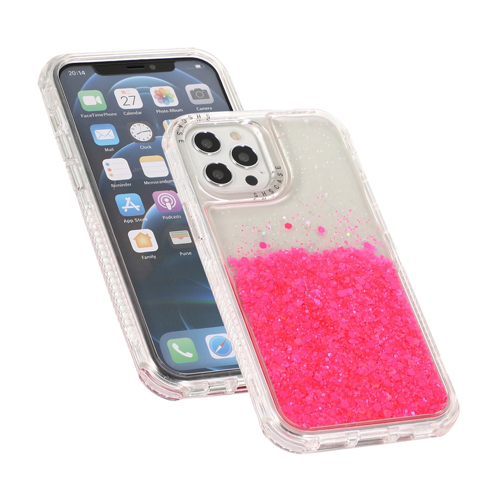 Glittery Powder Hard PC + TPU Phone Case for iPhone 12 - Rose-3