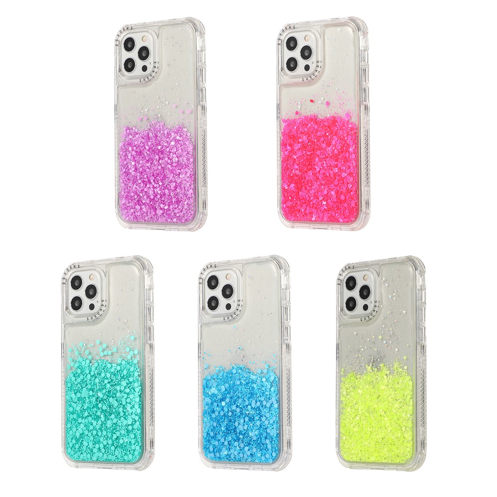 Glittery Powder Hard PC + TPU Phone Case for iPhone 12 - Rose-6