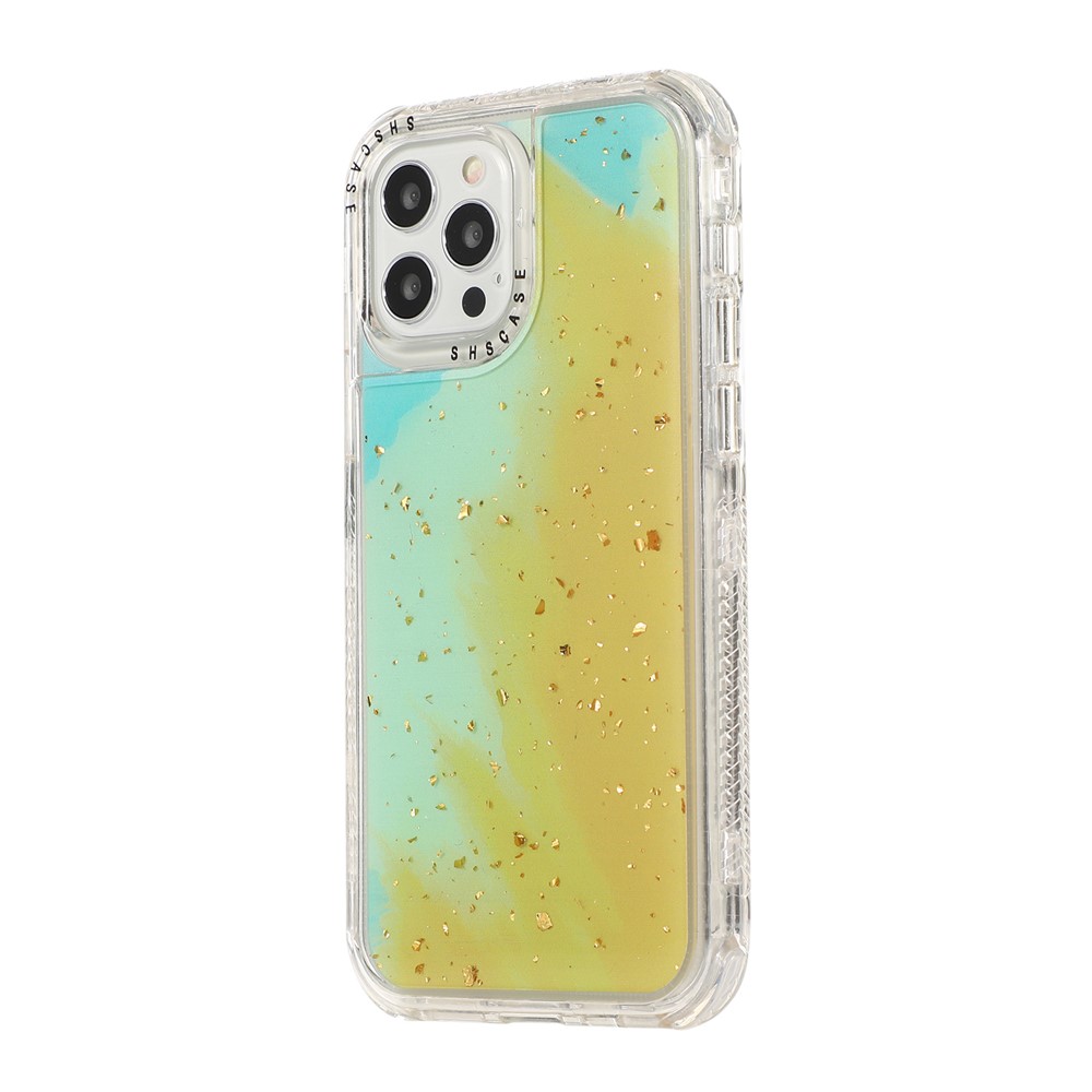 Dreamland Watercolor + Goldleaf Design PC + TPU Hybrid Shell Case for iPhone 12 mini - Yellowgreen-2