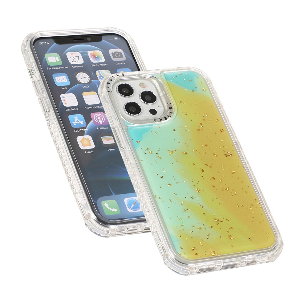Dreamland Watercolor + Goldleaf Design PC + TPU Hybrid Shell Case for iPhone 12 mini - Yellowgreen-3