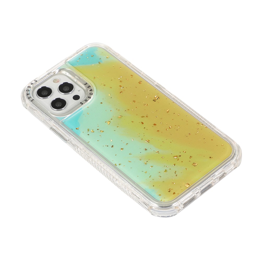 Dreamland Watercolor + Goldleaf Design PC + TPU Hybrid Shell Case for iPhone 12 mini - Yellowgreen-4