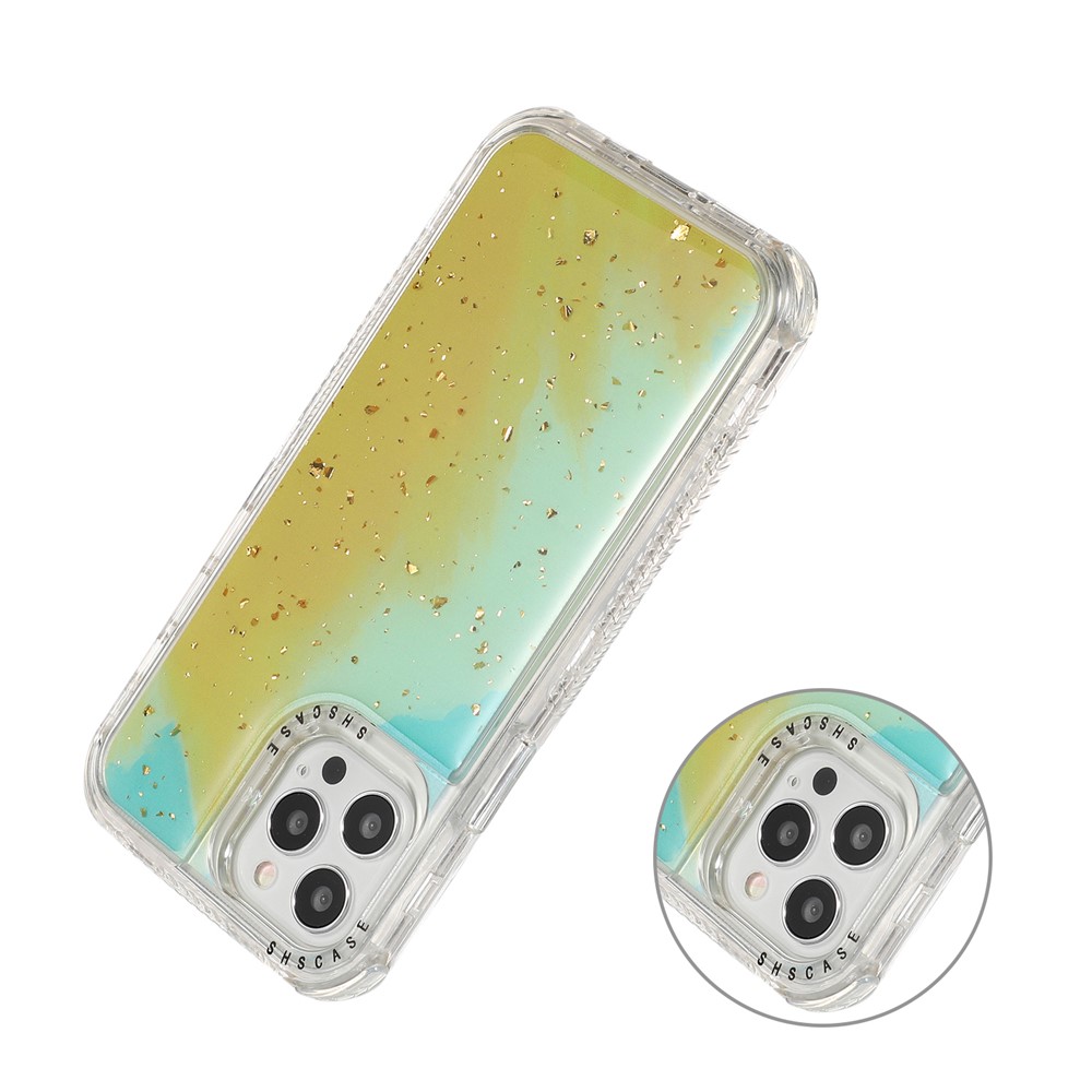 Dreamland Watercolor + Goldleaf Design PC + TPU Hybrid Shell Case for iPhone 12 mini - Yellowgreen-5