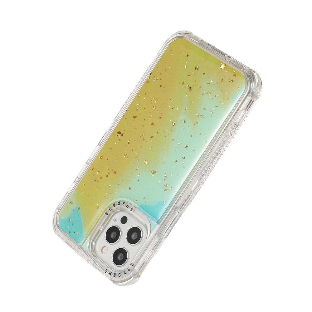 Dreamland Watercolor PC + Goldleaf Decor TPU Hybrid Shell Case for iPhone 12/12 Pro - Yellowgreen-3