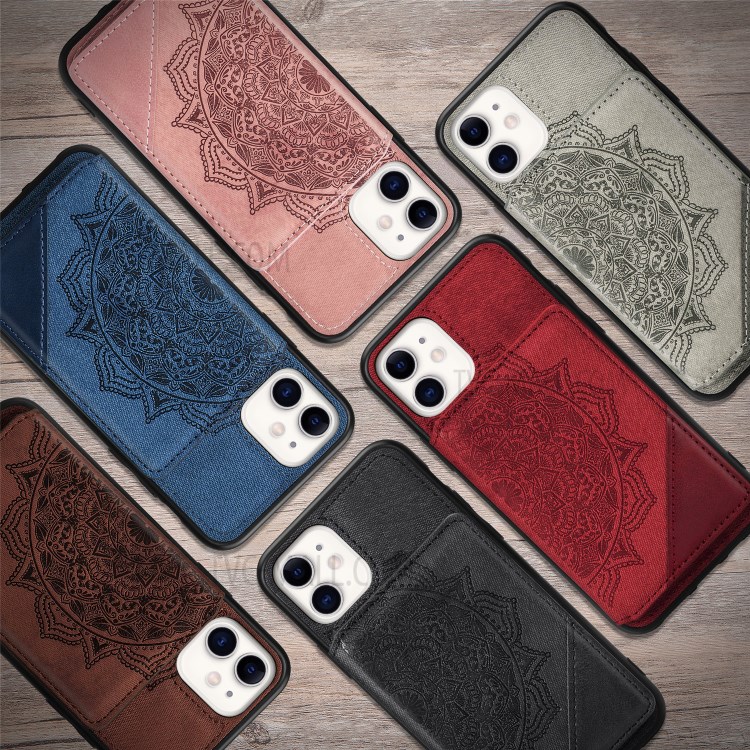 Mandala Flower Pattern PU Leather+TPU Kickstand Wallet Phone Case for iPhone 11 6.1-inch - Black-13