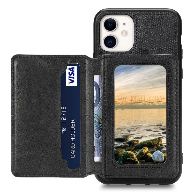 Mandala Flower Pattern PU Leather+TPU Kickstand Wallet Phone Case for iPhone 11 6.1-inch - Black-3