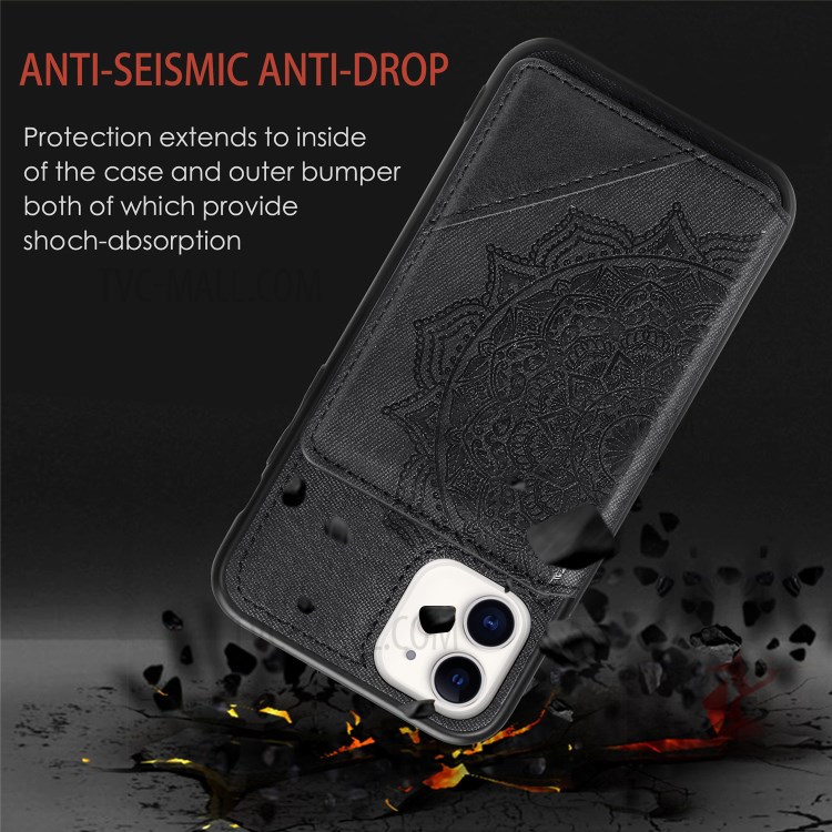 Mandala Flower Pattern PU Leather+TPU Kickstand Wallet Phone Case for iPhone 11 6.1-inch - Black-5