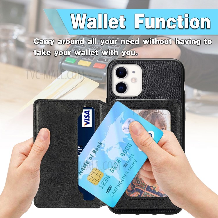 Mandala Flower Pattern PU Leather+TPU Kickstand Wallet Phone Case for iPhone 11 6.1-inch - Black-7