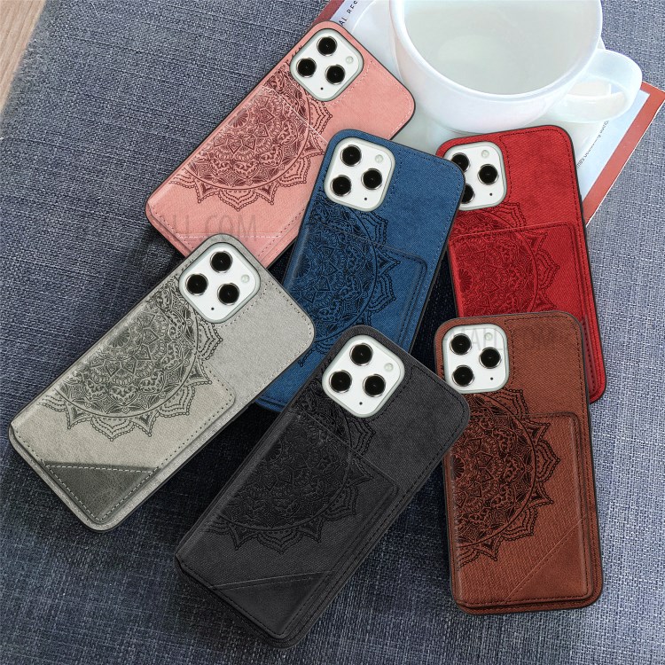 Mandala Flower Pattern PU Leather+TPU Kickstand Case Wallet for iPhone 12 Pro Max - Black-14