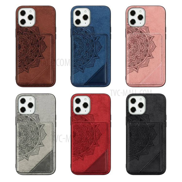 Mandala Flower Pattern PU Leather+TPU Kickstand Case Wallet for iPhone 12 Pro Max - Black-15